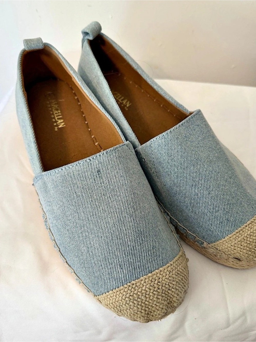 Magellan Outdoors Women's Denim Espadrille Slip-On Flats Light Blue